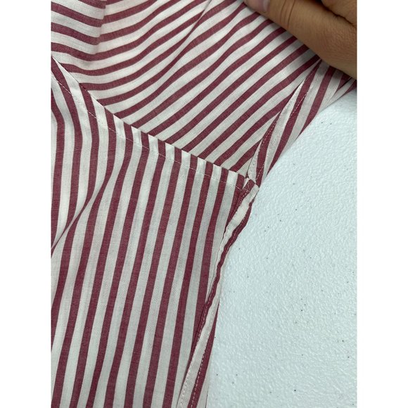 Saddlebred Men's Button Down Shirt Wrinkle Free XXL Red White Striped Cotton - Picture 7 of 9